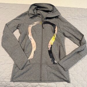 Lululemon In Stride Jacket Heathered Fossil/Citron Tinted Canvas sz6 EUC